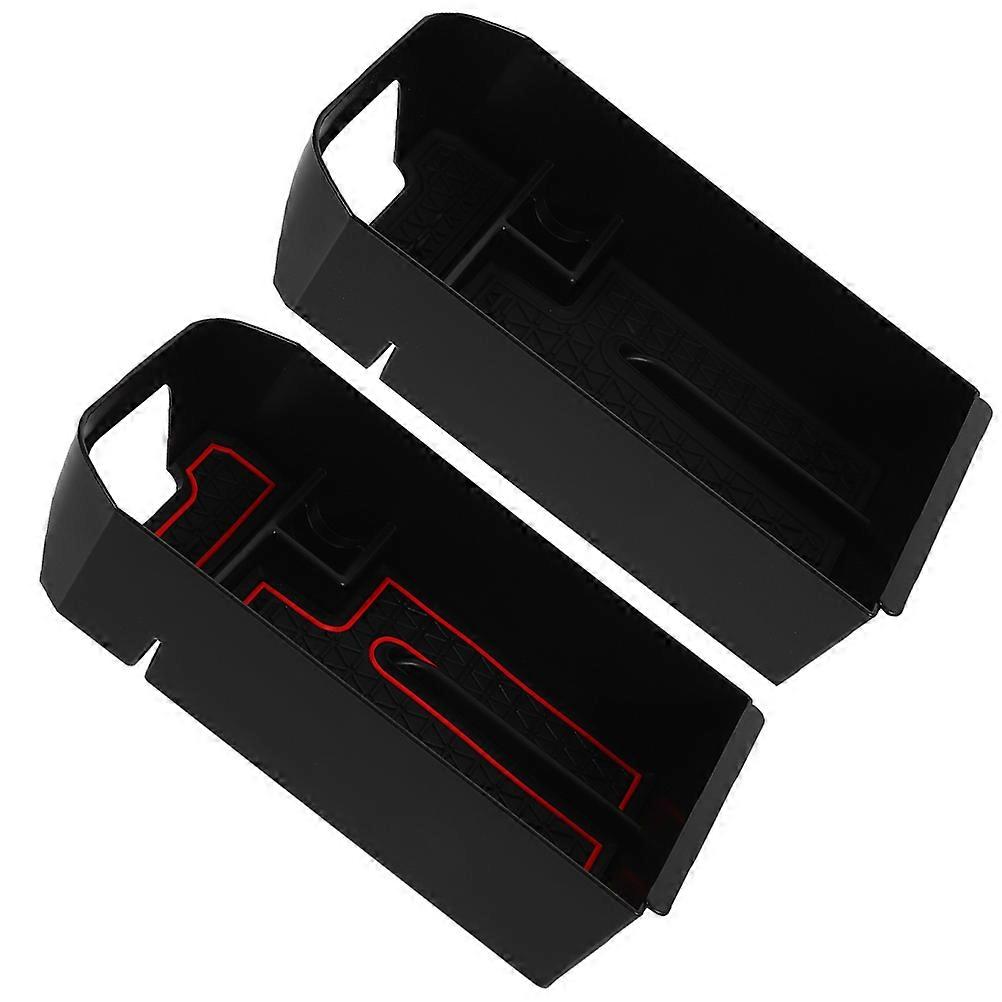 Center Console Armrest Storage Box Easy Installation Console Holder for Car Interior Accessories Rectangular Red 2Pcs
