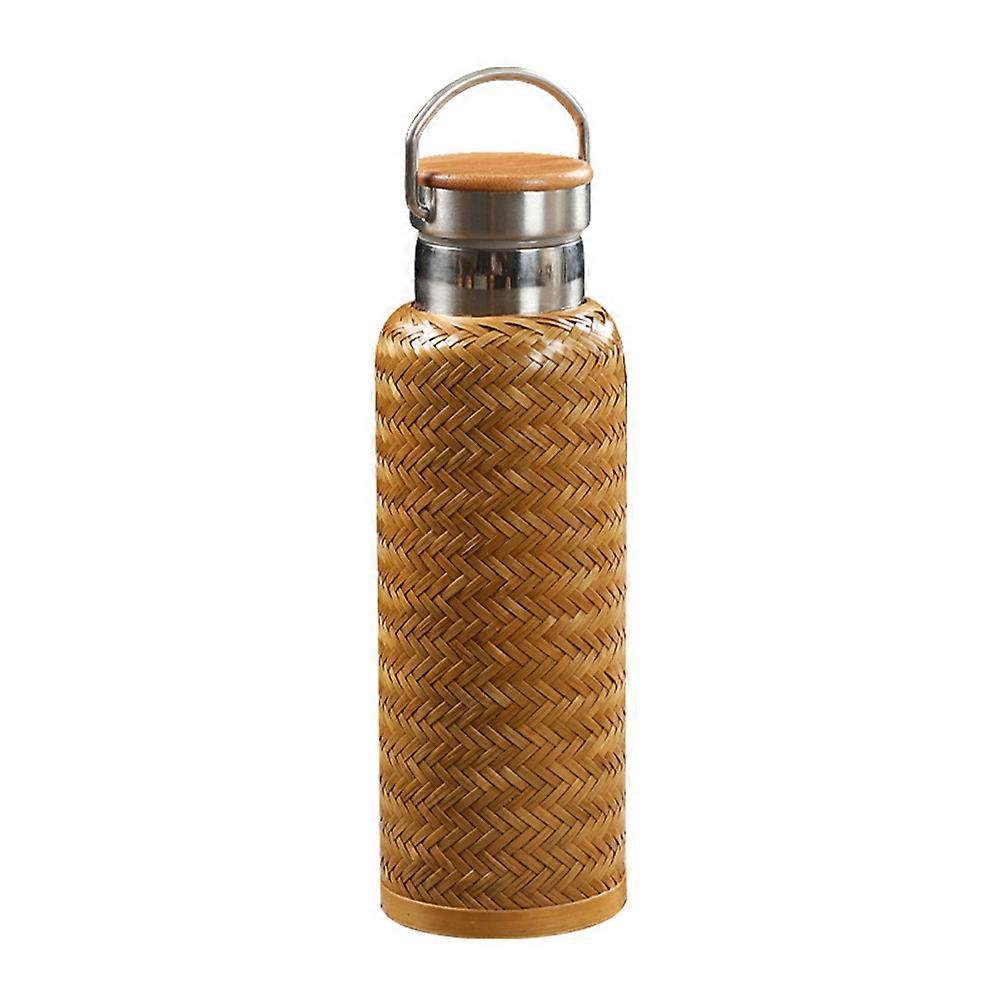 Thermal Kettle Creative Water Bottle For Home Use Bamboo And Stainless Steel Safe Material Chocolate 1Pc