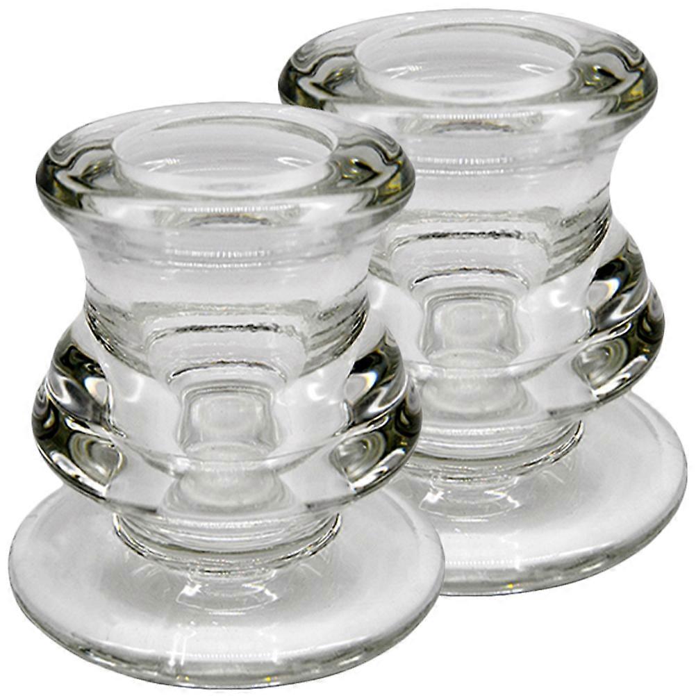 Candlestick Holders Glass Small Candle Holders Table Ornaments Decorative 2Pcs