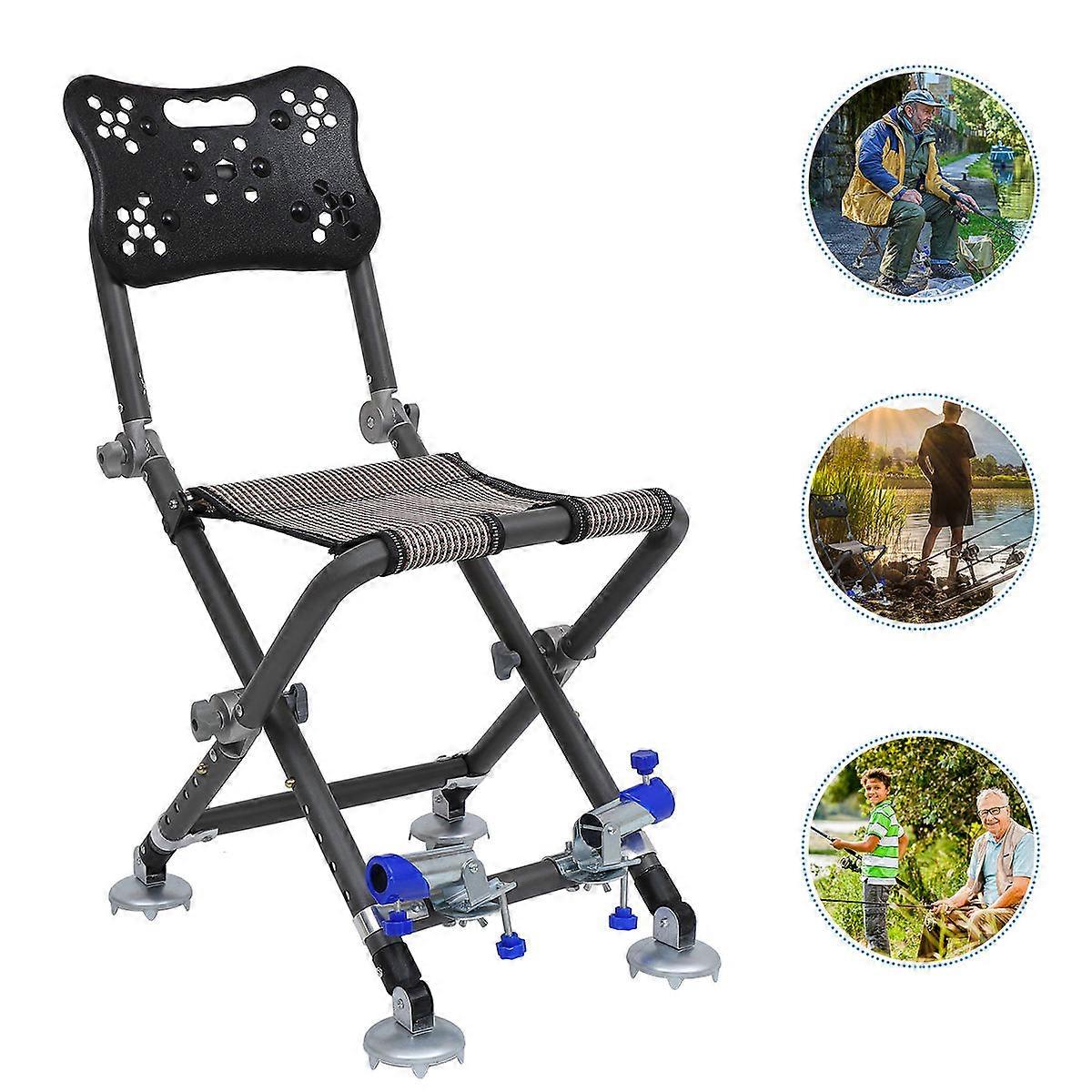 Compact Size Portable Chairs Folding Fishing Stool Backrest Adjustable Legs Adjustable 66X44X32cm 1Set