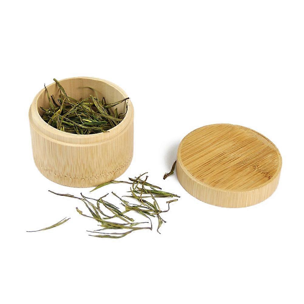 Round Tea Box Bamboo Tea Storage Case Spillage Collection Preservation 1Piece