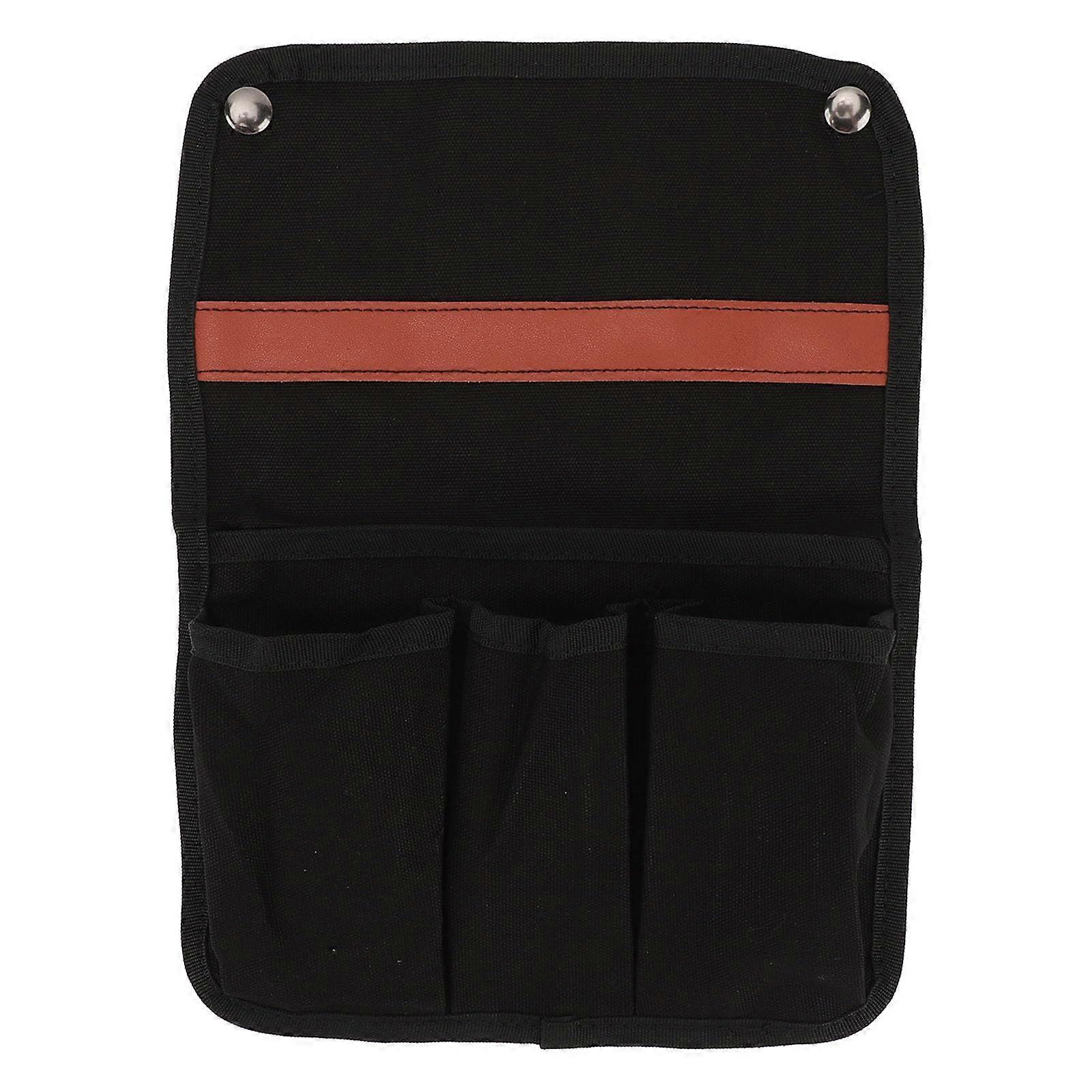 Chair Side Bag Black Multifunctional Canvas Armrest Storage Bag for Camping Chairs Lightweight and Breathable Design