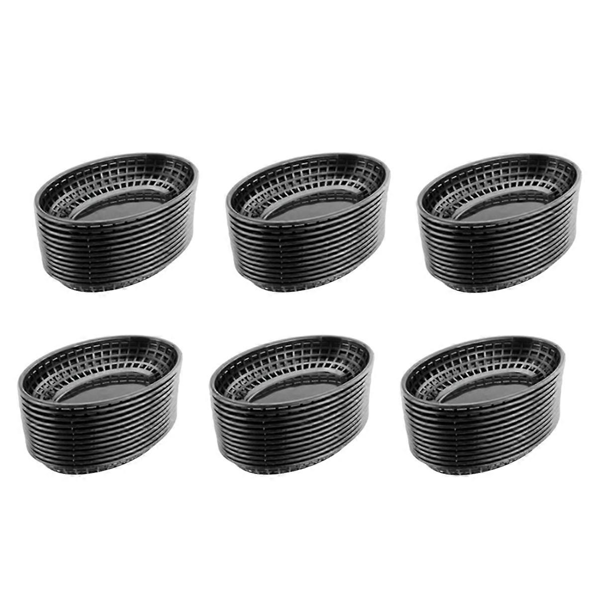 12 Pcs Plastic Fast Food Baskets Oval Serving Platter Breakfast