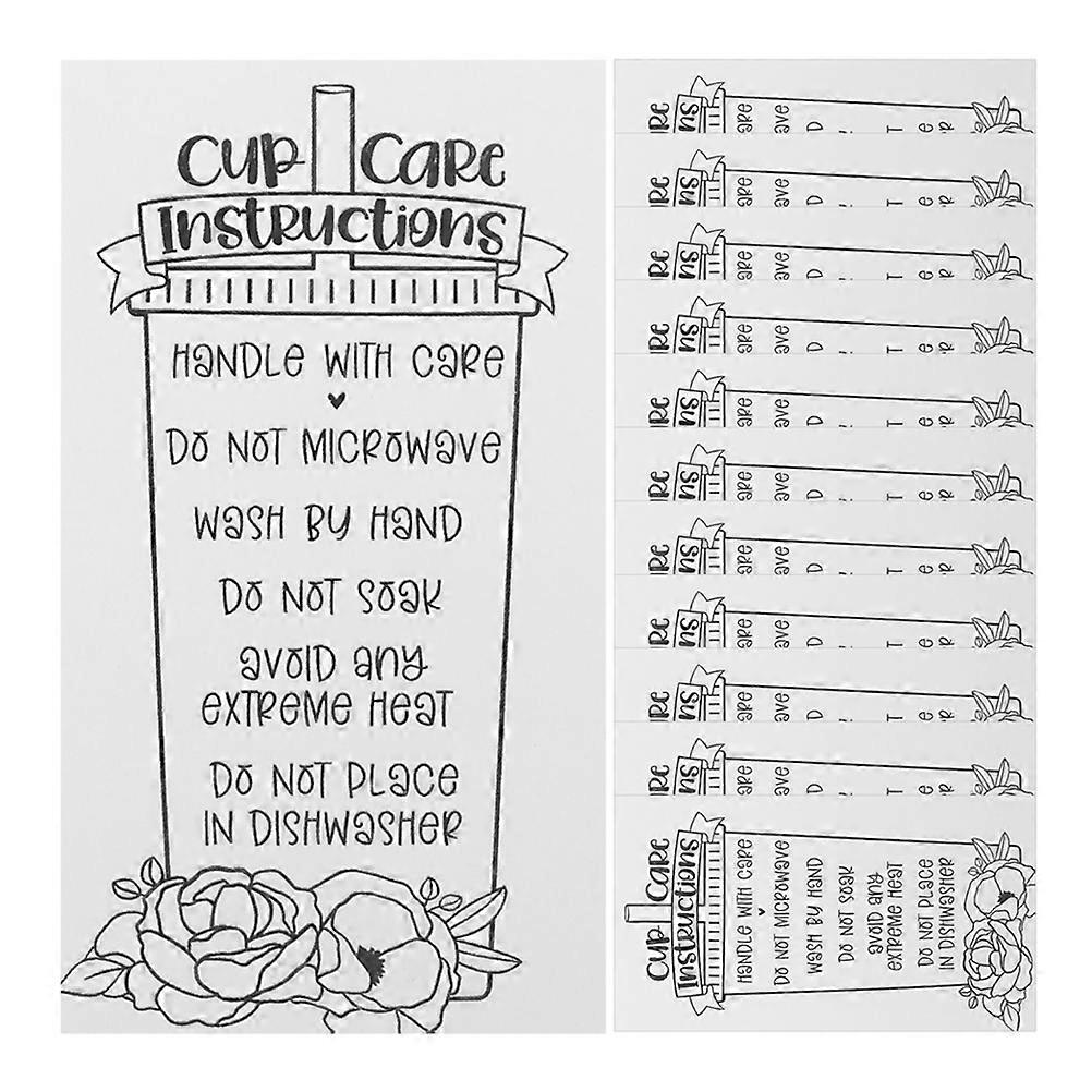 Cups for Kitchen Tumbler Care Instruction Cards Home Use Easy to Understand Art Paper 50Pack