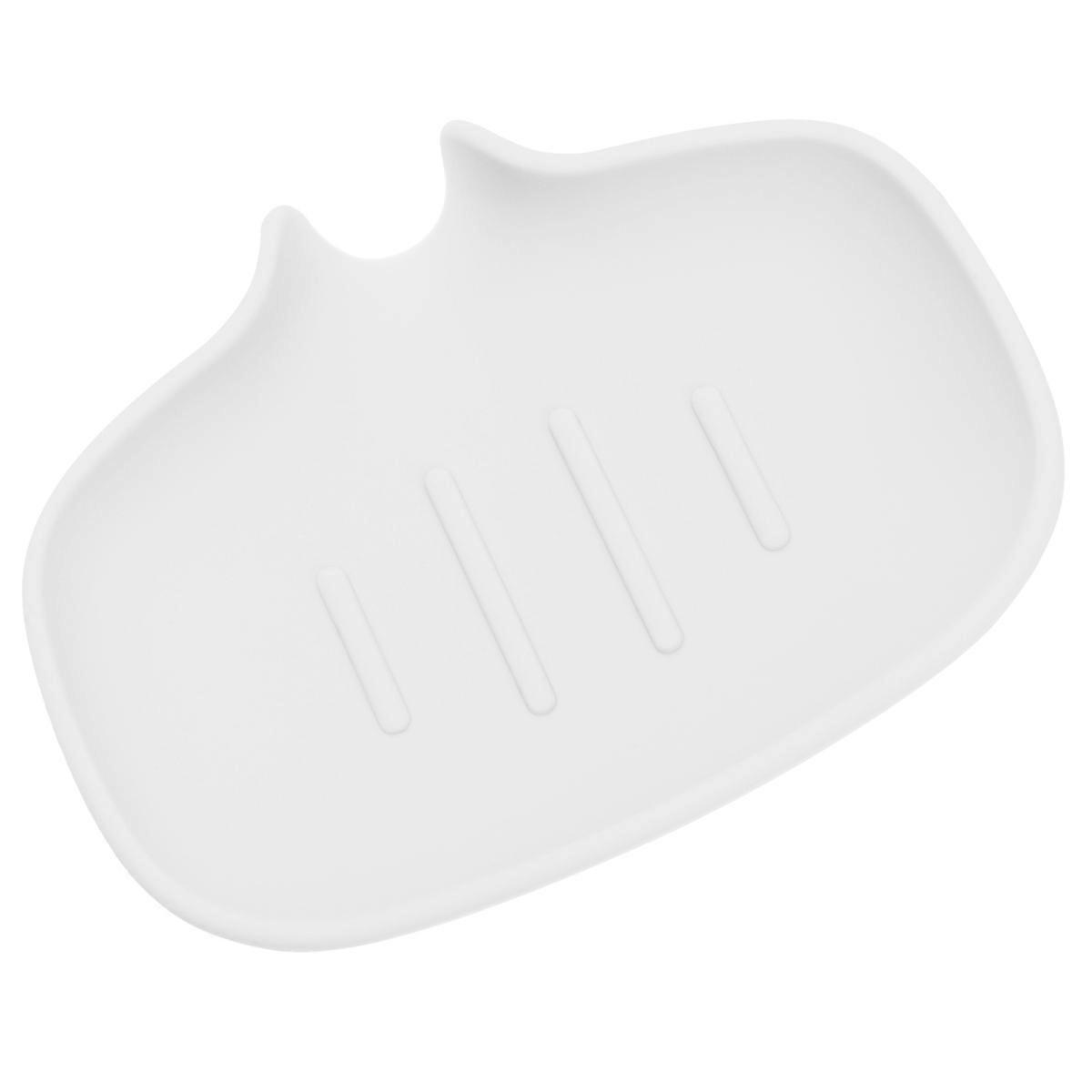 صندوق صابون السفر نوع تحويل العصارة سيليكون حامل تخزين الصابون لإكسسوارات الحمام أبيض 1 مجموعة