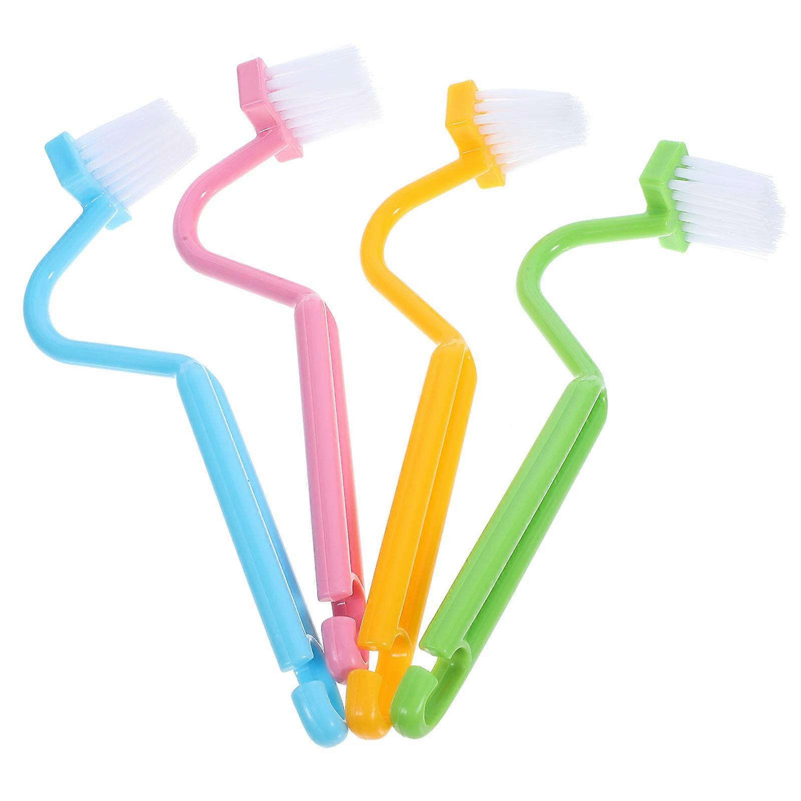 4pcs Curved Toilet Brush Set Flexible Bristles for Under Rim & Edge Cleaning, Bathroom Essentials
