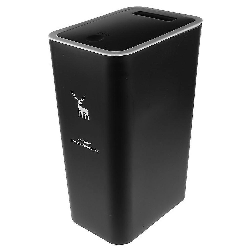Press Top Trash Can Black PP with Odor-Blocking Lid Garbage Storage Can for Home