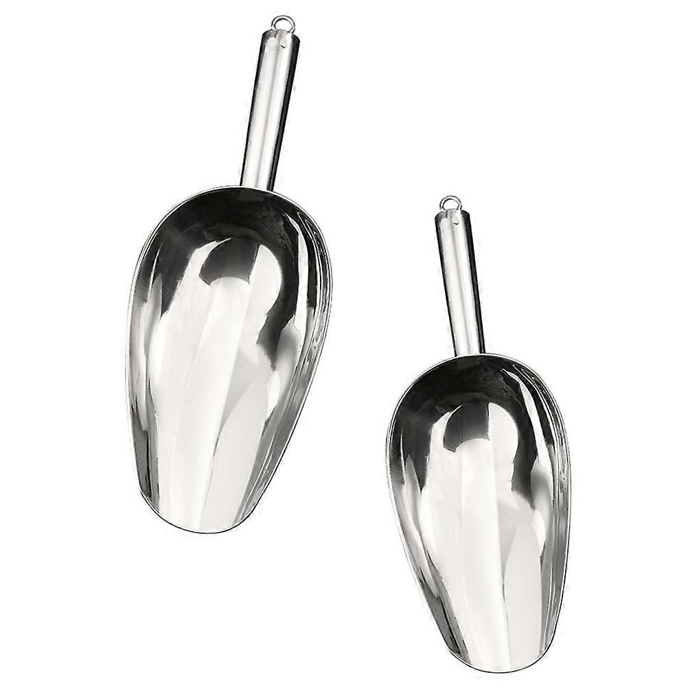 2pcs Stainless Pet Feeding Scoop Multifunction Pet Food Scoop (Silver)