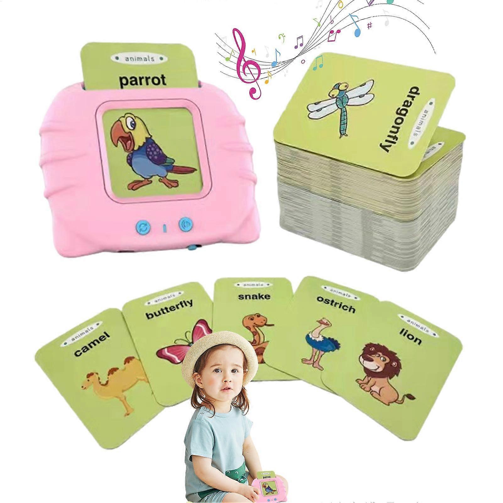 Pocket Speech for Toddlers, Intelligent Portable Learning Aid, Adjustable Card Educational Device, Pink Learning Toy