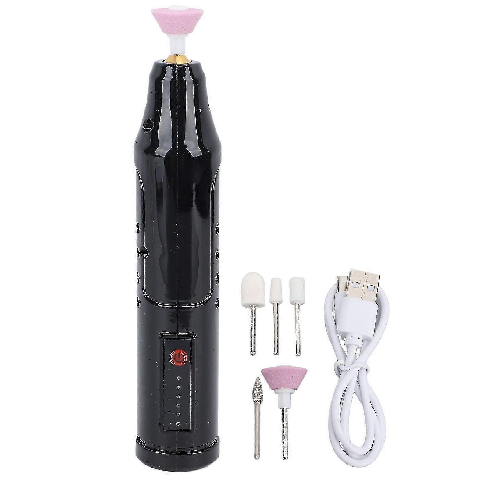 Portable Electric Nail Drill Machine Nail Sharpener for Home and Professional Use Black