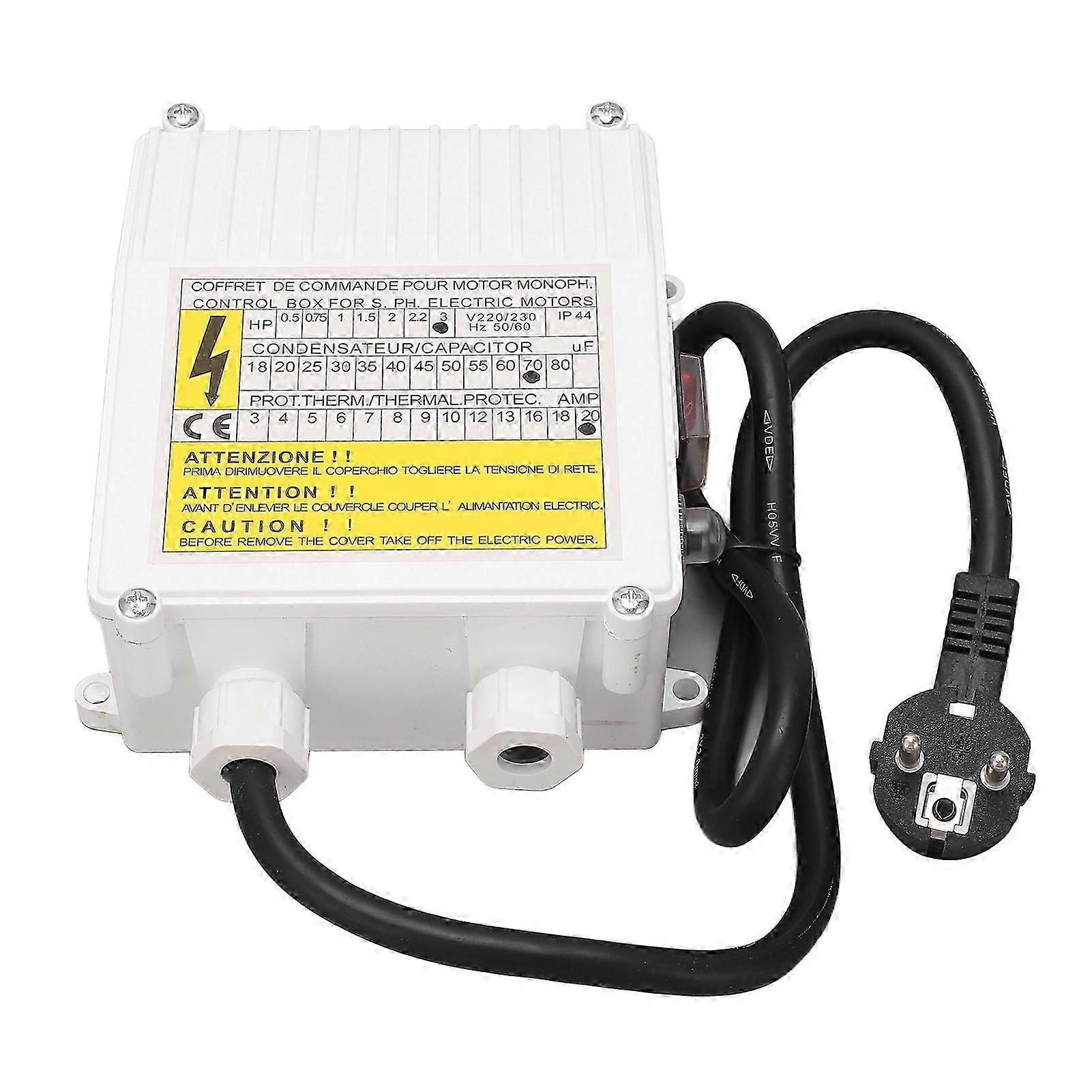 Household 3.0HP Deep Well Pump Control Box Submersible Switch Controller 2.2KW 70uf 20A EU Plug 220V
