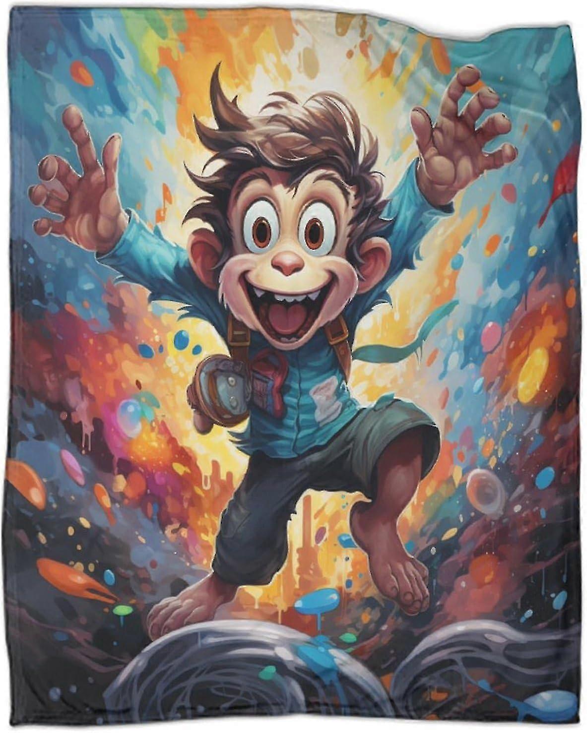 Kodikas sarjakuva Monkey Fleece -peitto pehmeä pehmoheitto lapsille ja aikuisille sänkyyn ja sohvalle