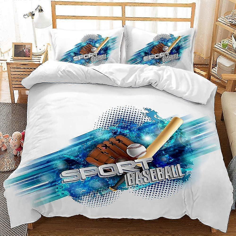 Roupa de cama 135X200 Microfibra 3 Peças - Conjunto de capa de edredom com design de beisebol, capas de edredom macias e fofas com zíper e 2 fronhas