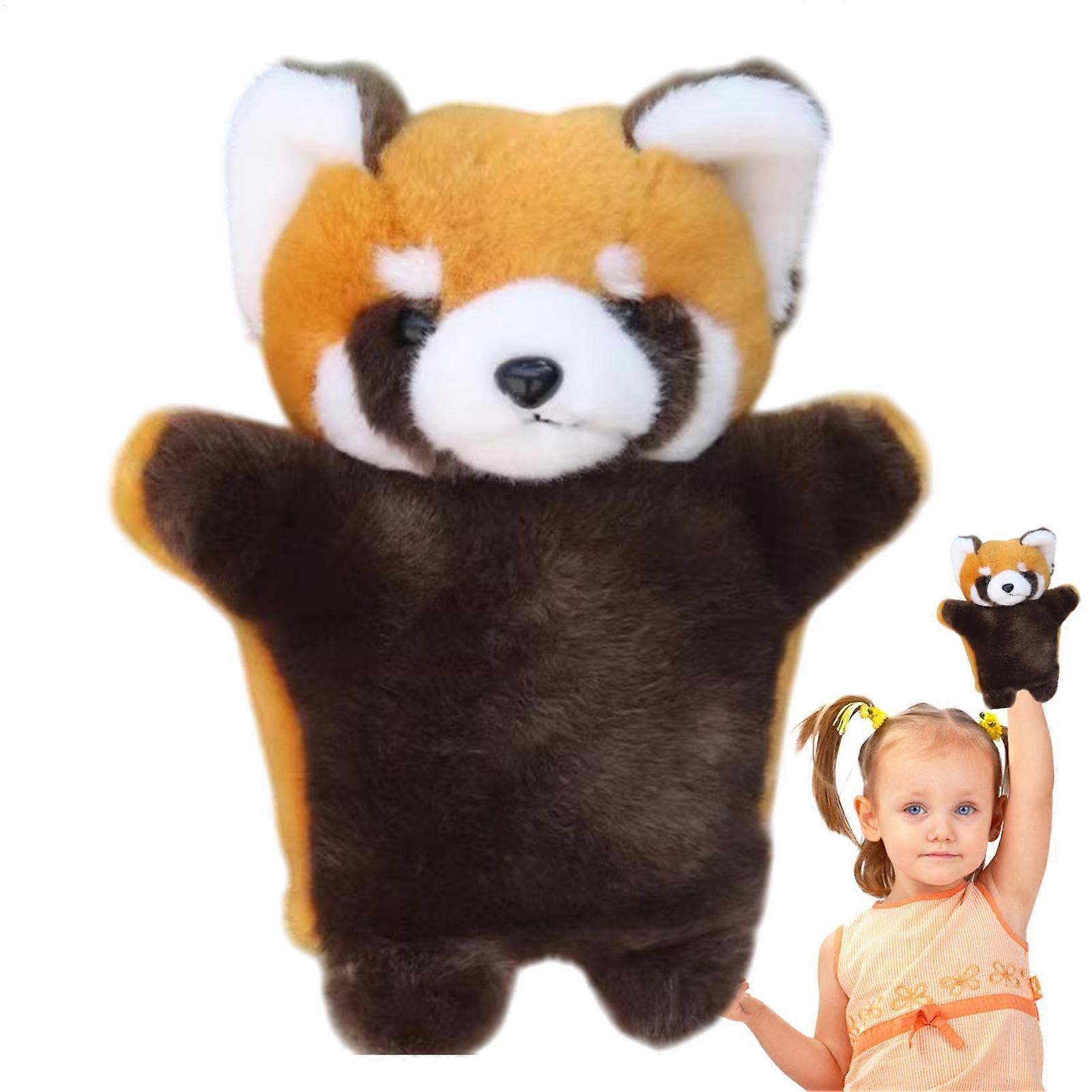 Realistic raccoon hand puppet, interactive cat wrestling plush toy