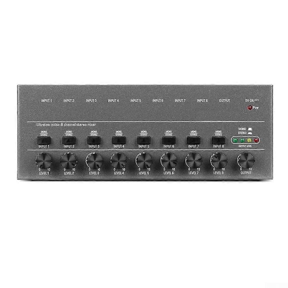4-K Line Mixer for Microphones, Guitars, and Keyboards - 8 Channel 4K/6K/8K Stage Mixer with Low Noise Performance