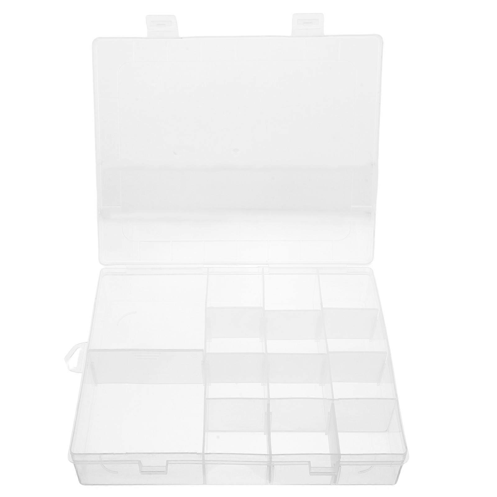 Compartmentalized Storage Box Clear Plastic Organizer Box with Adjustable Dividers for Beads Tools 20.80X16.70X3.80CM 1Pack