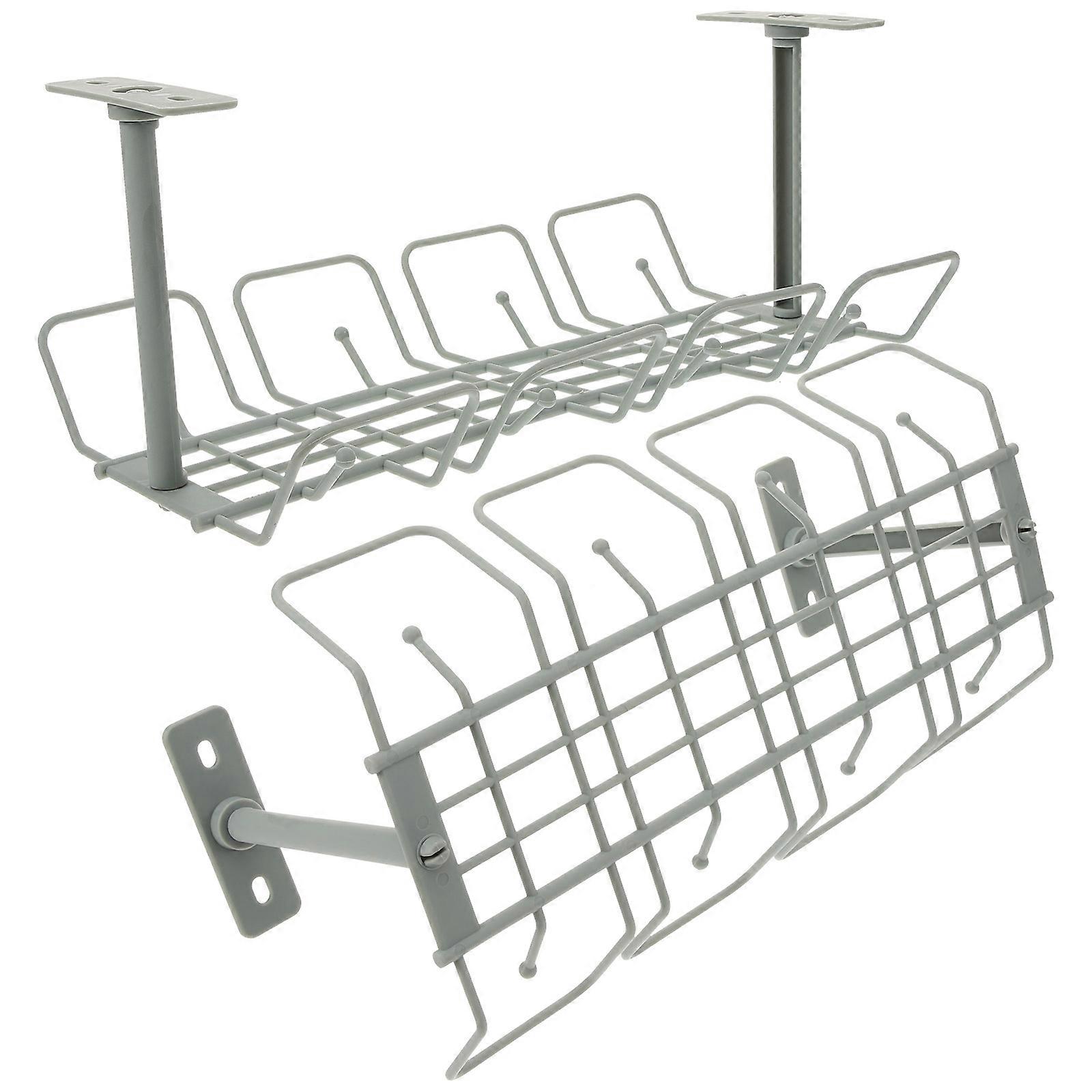 Under Desk Cable Management Tray 2 Pack Wire Organizer for Power Strips, Space Saving Hanging Basket Design for Cluttered Workspaces