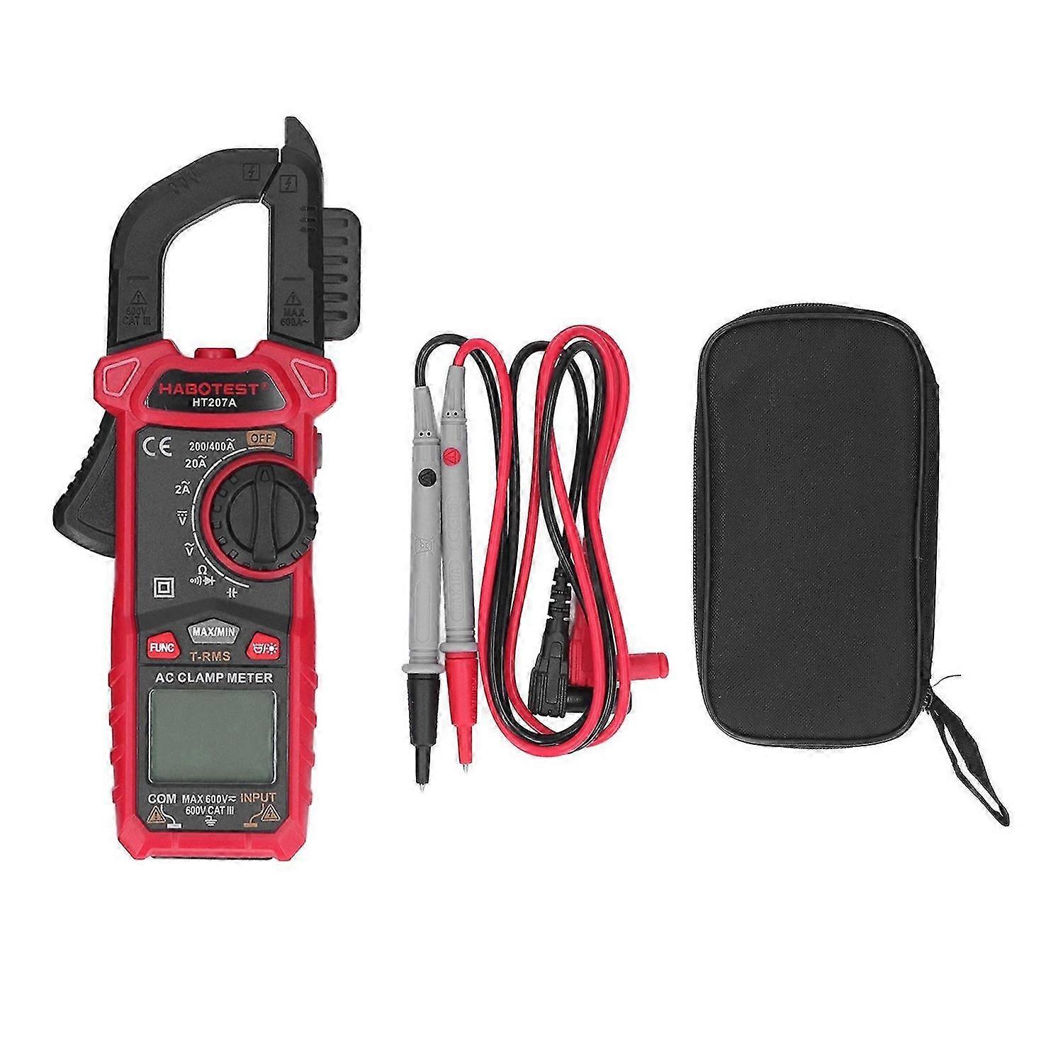 Digital Clamp Meter LCD Screen Multimeter AC DC Non Contact Voltage Current Resistance Tester HT207A