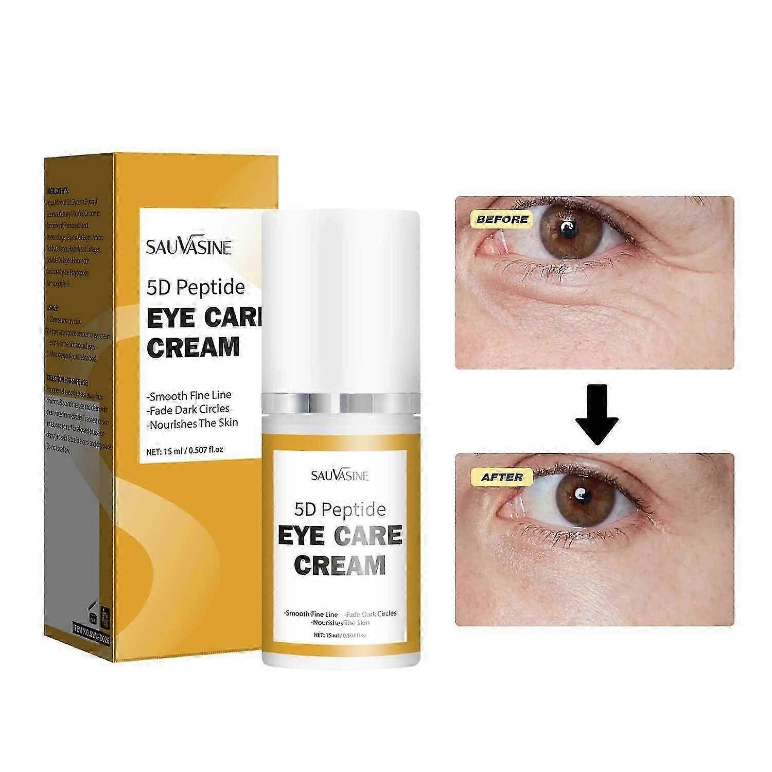 5D Peptide Anti-Aging Eye Cream, Anti Wrinkle Instant Firm Eye Cream for Dark Circles, Fine Lines & 