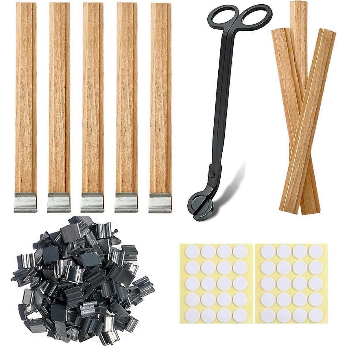 40 conjuntos de pavios e suportes de madeira para velas, 5,1 x 0,5 polegadas, velas naturais