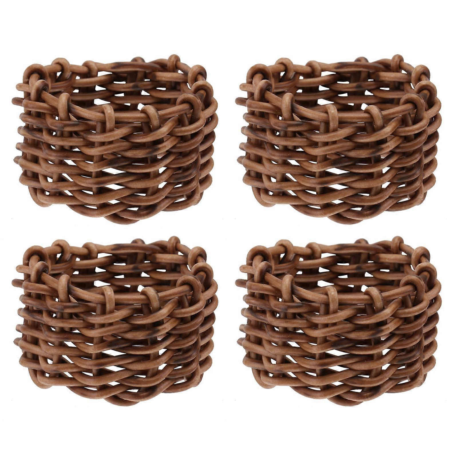 Light Brown Napkin Rings Set of 4 for Home Decor with Synthetic Material and Elegant