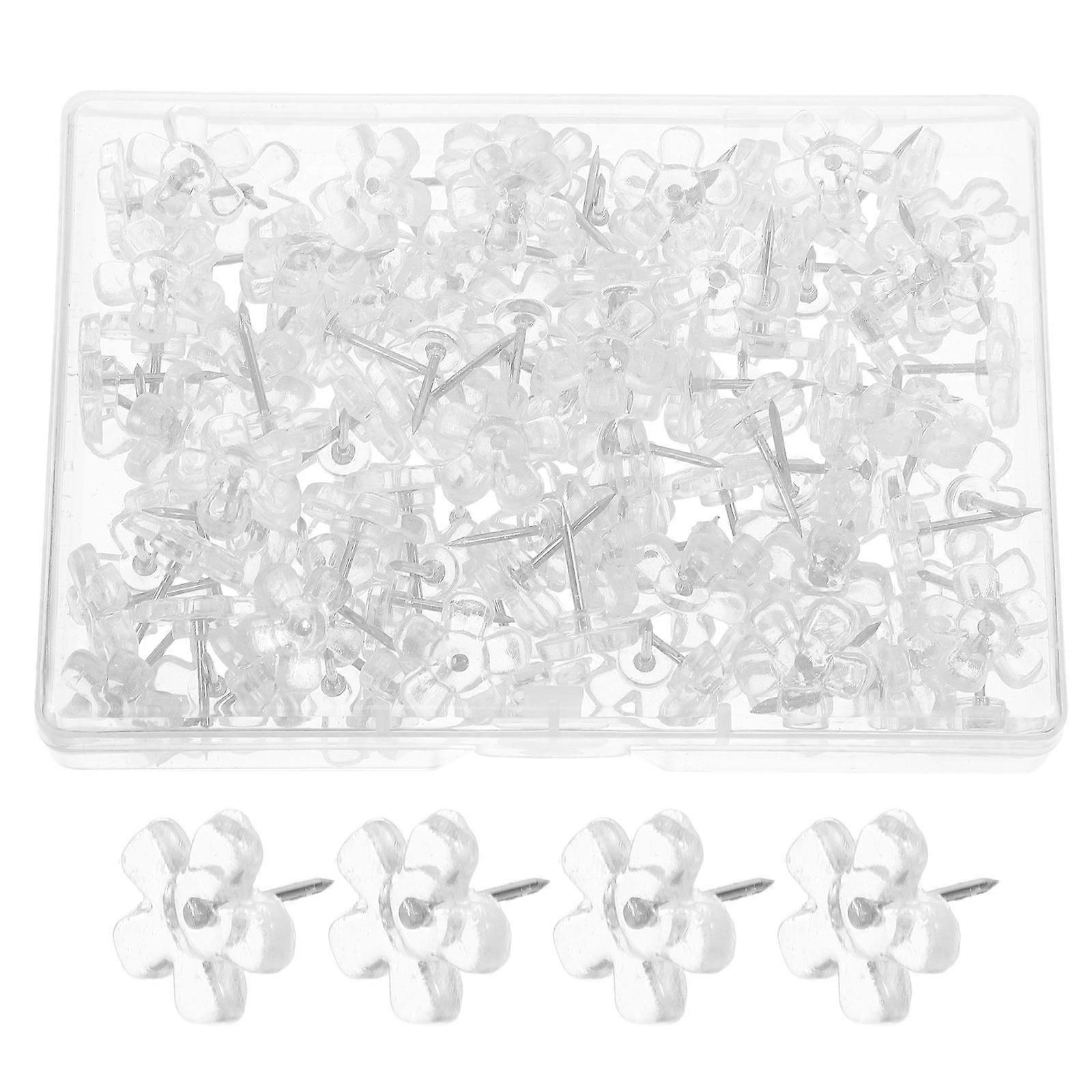 Map Push Pins Plastic Thumb Tacks Clear Flat Design For Office Use Cork Strip