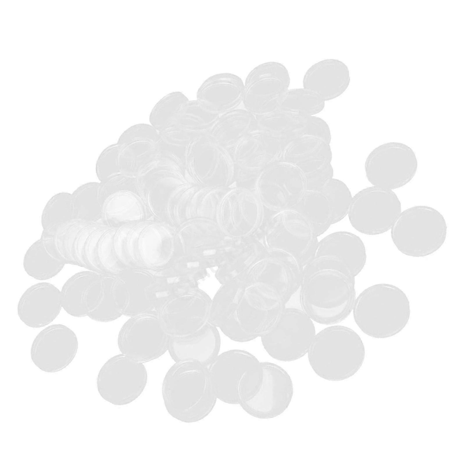 100x Round Capsules Case Transparent s Container Protector - 19mm