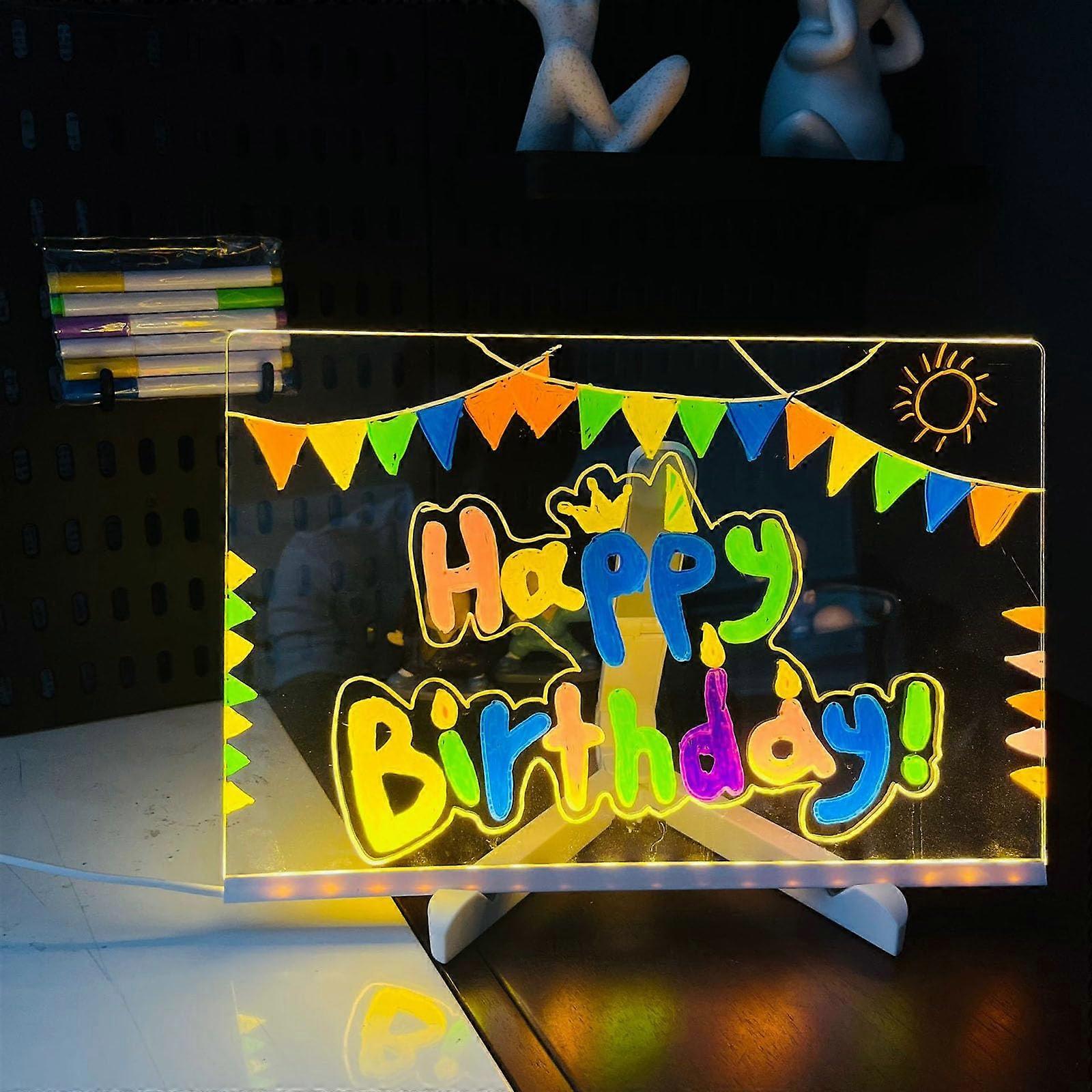 Kiddli Light Board, Note Board with Colors, Writing Board with 7 Colors Pen Adjustable Stand, DryErase Acrylic Board (30 x 20 cm)
