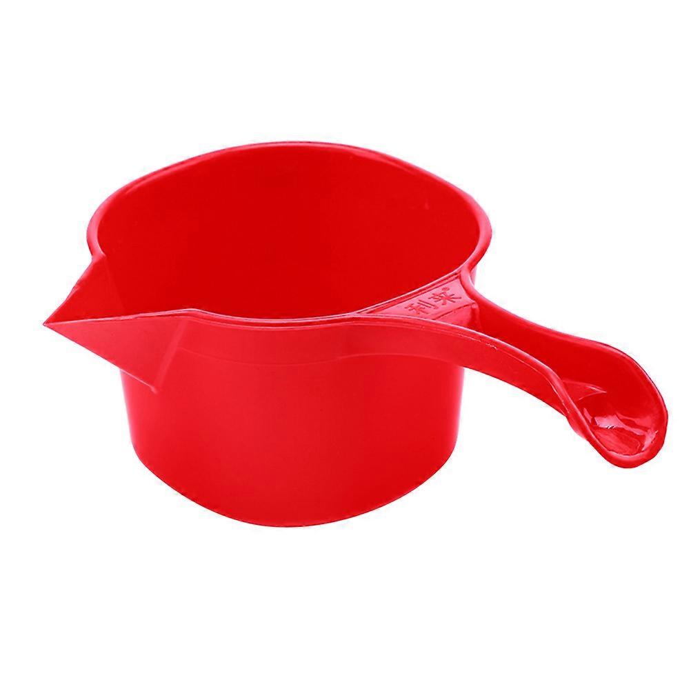 Plastic Scoop Ceramic Slurry Ladle Thickened Handle for Kitchen Use Red 1Set