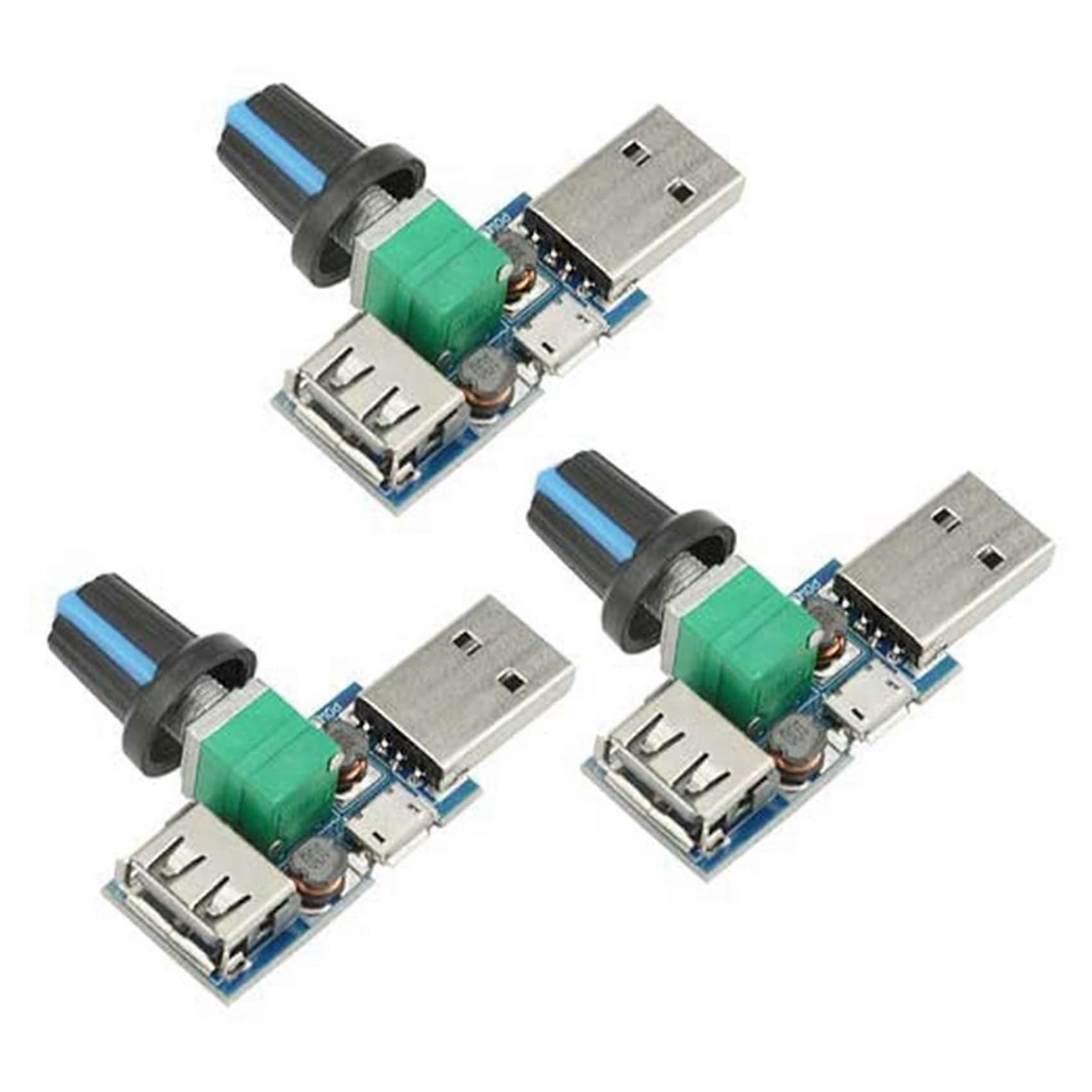 3 Pieces 5W USB Fans Air Volume Speed Stepless Regulator USB Speed Controller DC 5V USB Plug Input DC412V Up to 2.58V