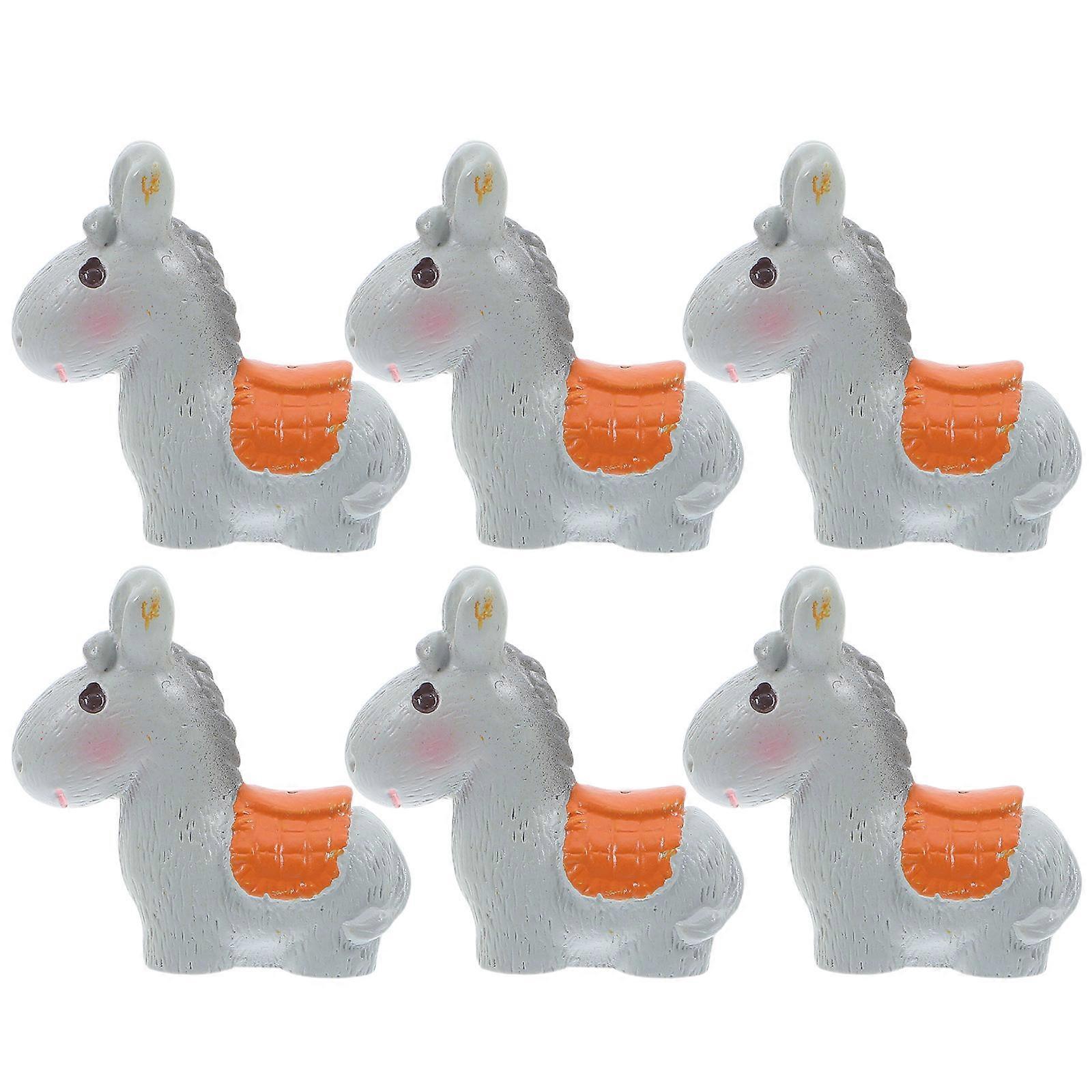 Resin Mini Donkey Tiny Animal Figures Micro-Landscape Accessories Versatile 6Pcs