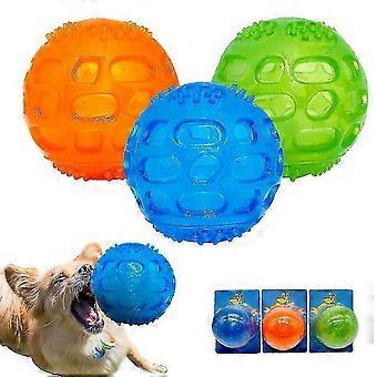 Dog Chew Ball Toys Indestructible Floating Rubber Squeaky Sound BallBlue