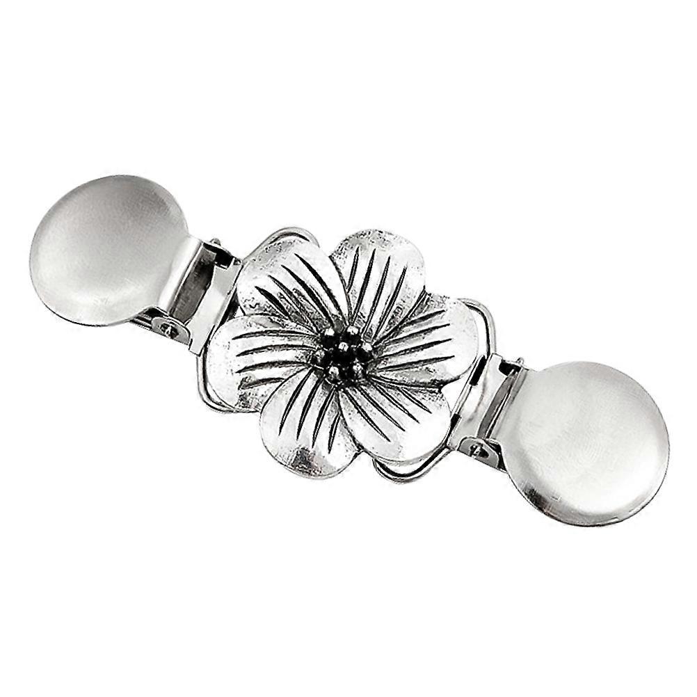 Shawl Clip Creative Collar Clip Clothes Accessories Silver Flower Shape Accessory Holding For Weddings 1Pcs