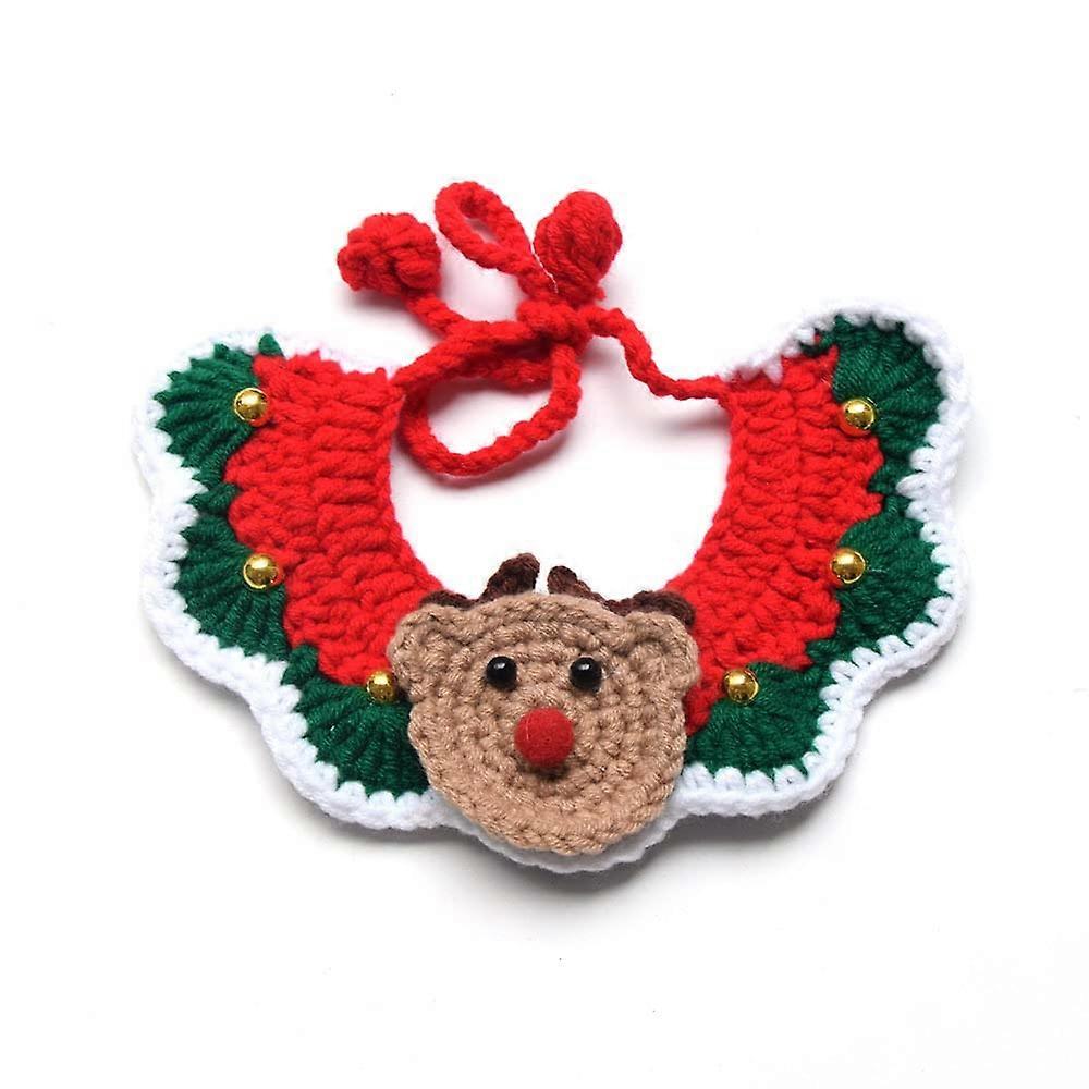 Christmas Knitted Cat Dog Collar Adjustable Winter Bib Warm Pet Neck Accessories for Kittens and Puppies