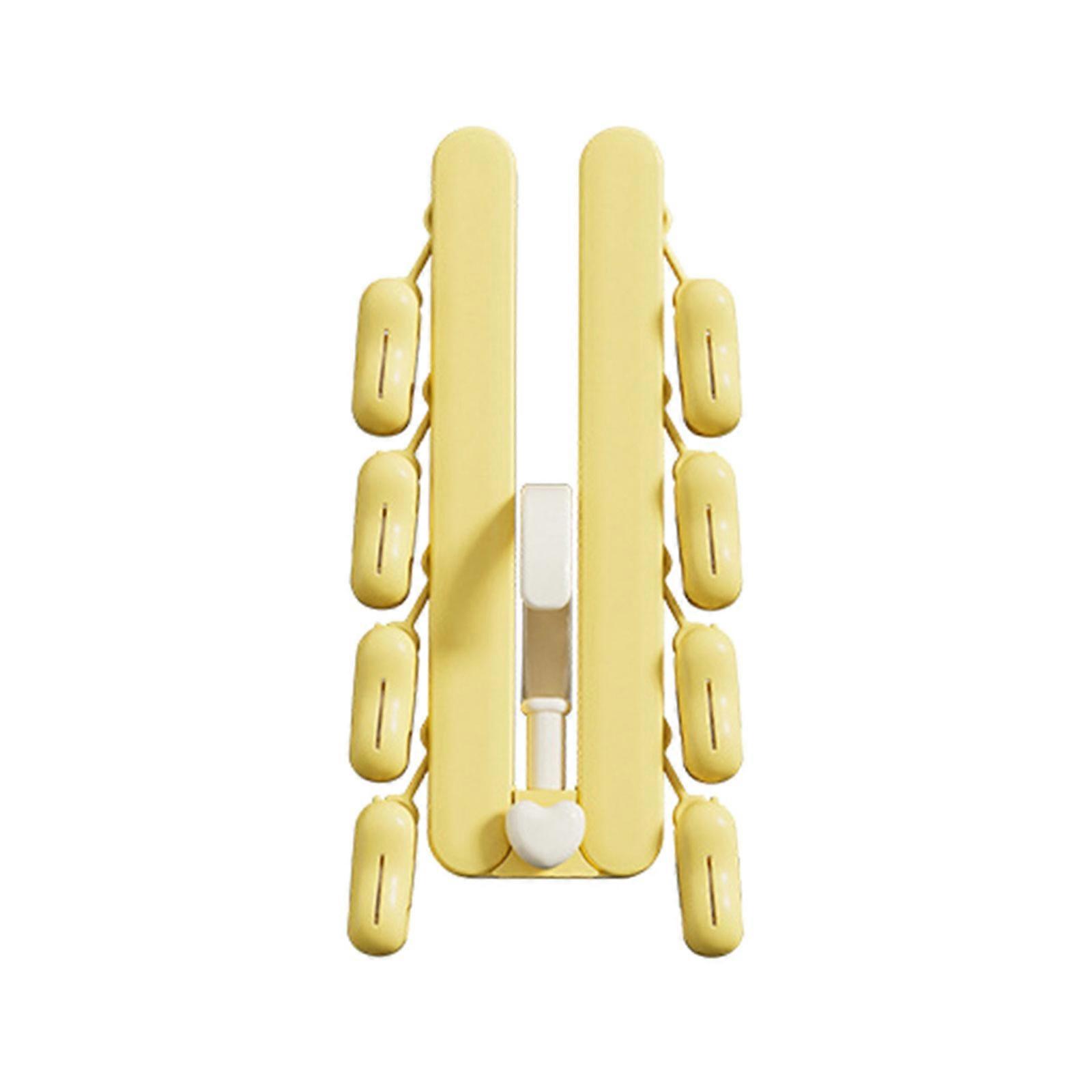 Multifunctional Sock Drying Clip Foldable Laundry Hanger Space Saving Underwear Clothespin Home Organization Tool Yellow