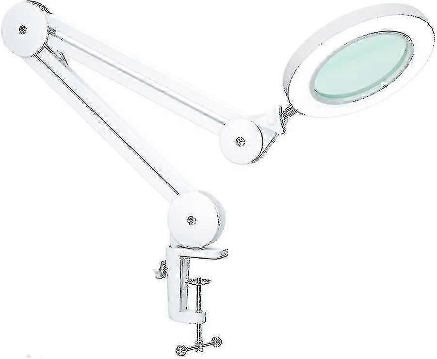 Magnifying Lamp - Magnifier With 5 Diopter Light - With Clamp, Swivel Arm, Dimmable, 3 Color Modes, 105mm Glass Lens - Light For Reading, Crafts - 5x,