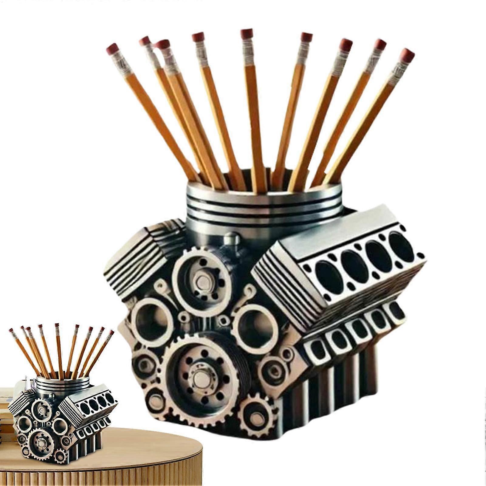 Desk Organizer Engine Model Block Pen Holder, Desk Decor For Colleagues And Car Enthusiasts, Multifunction Organizer