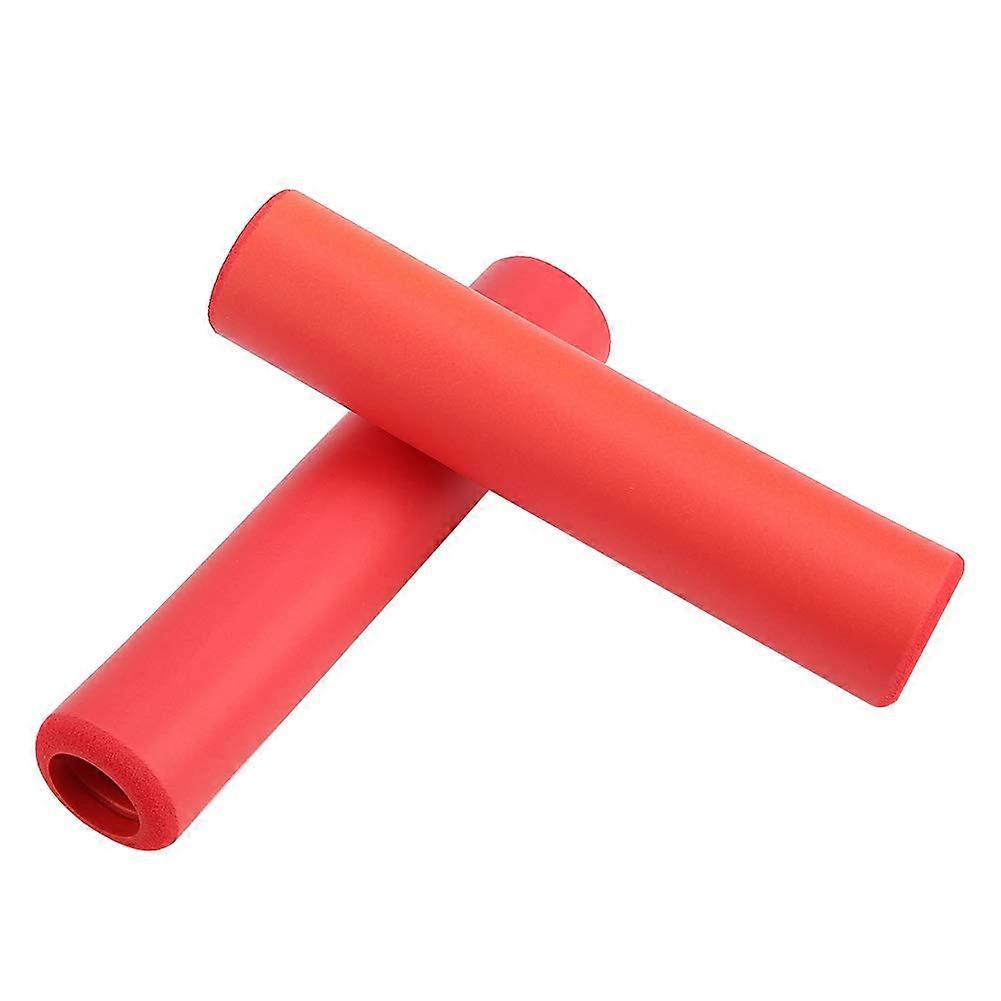 Bicycle handlebar grips, silicone,  elastic, MTB grips (Red)