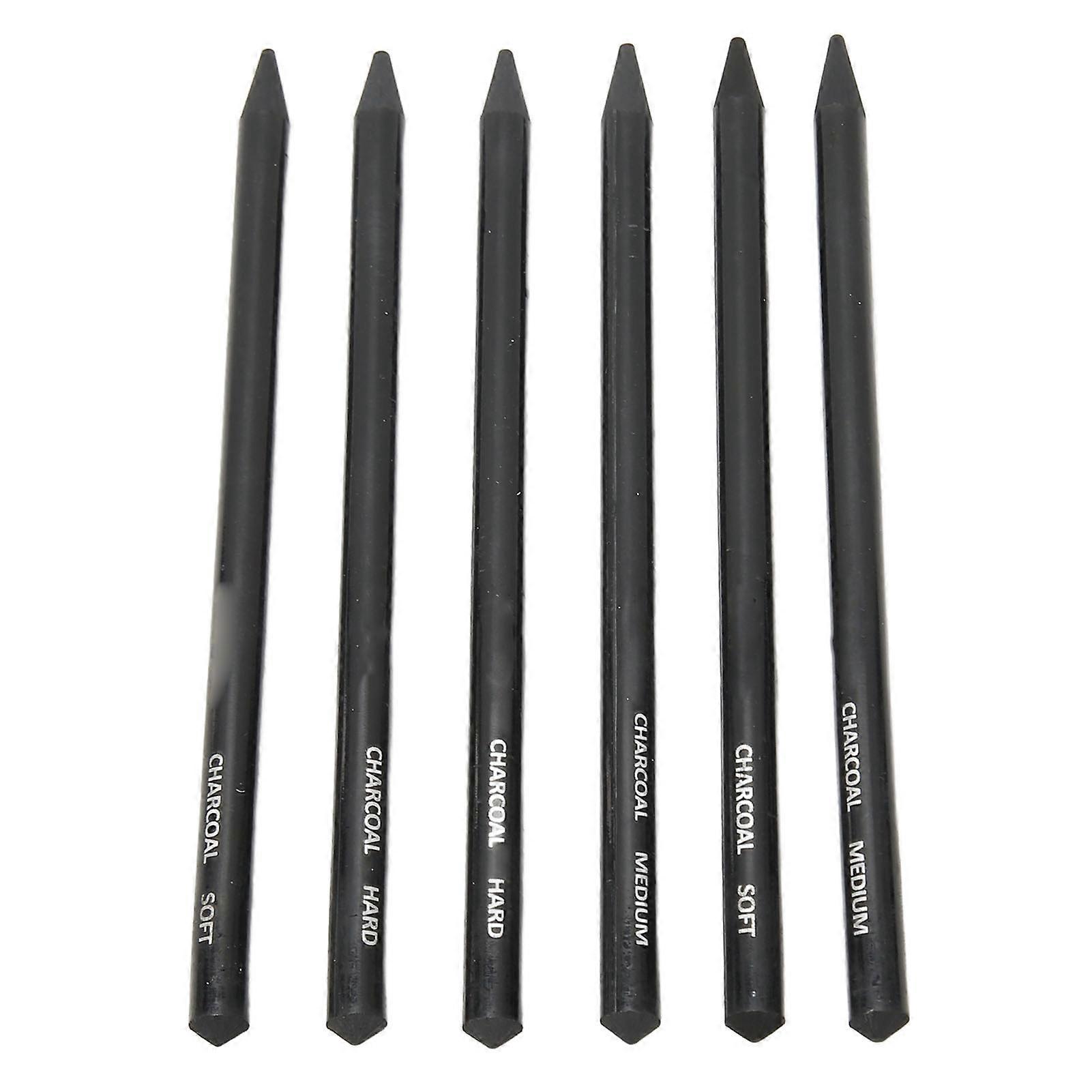 6pcs Charcoal Pencils Set Easy to Color Prevent Breakage Drawing Pencils for Sketching Drawing Shading 