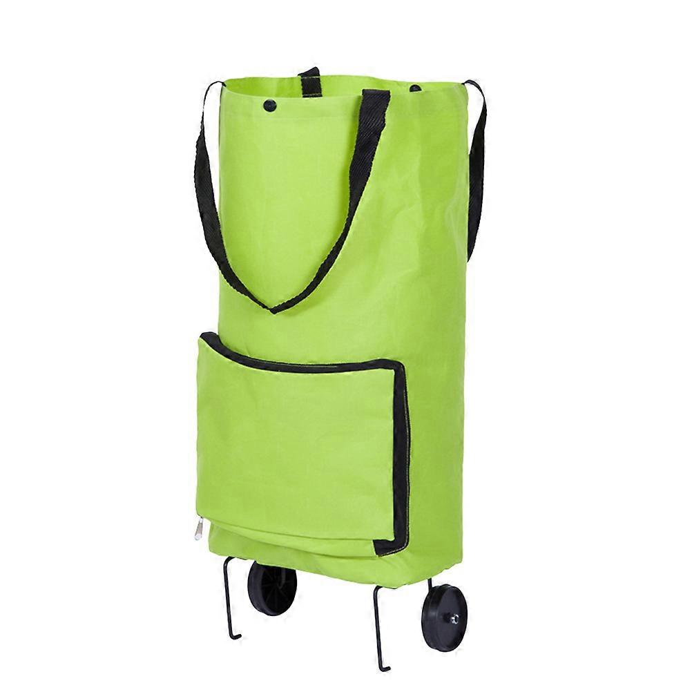 Portable Folding Cart Large Capacity Green Small Wheeled Grocery Trolley 1Pack