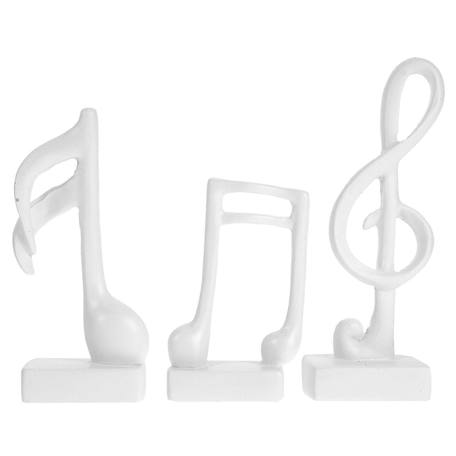 White Music Note Resin Ornaments for Decor Vivid Design and Craftsmanship 3 Pieces