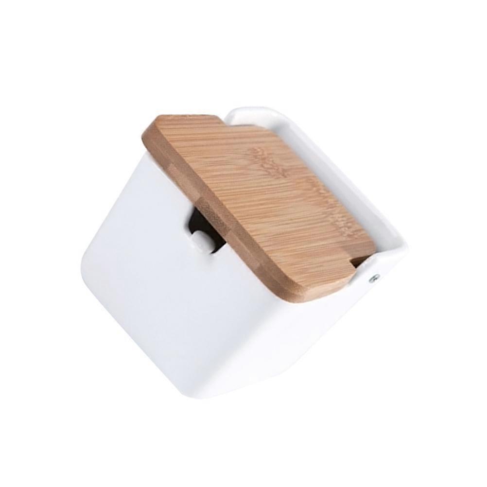 Ceramic Spice Jars with Bamboo Lid for Kitchen Use Assorted Color Elegant Design 4.3 Inches