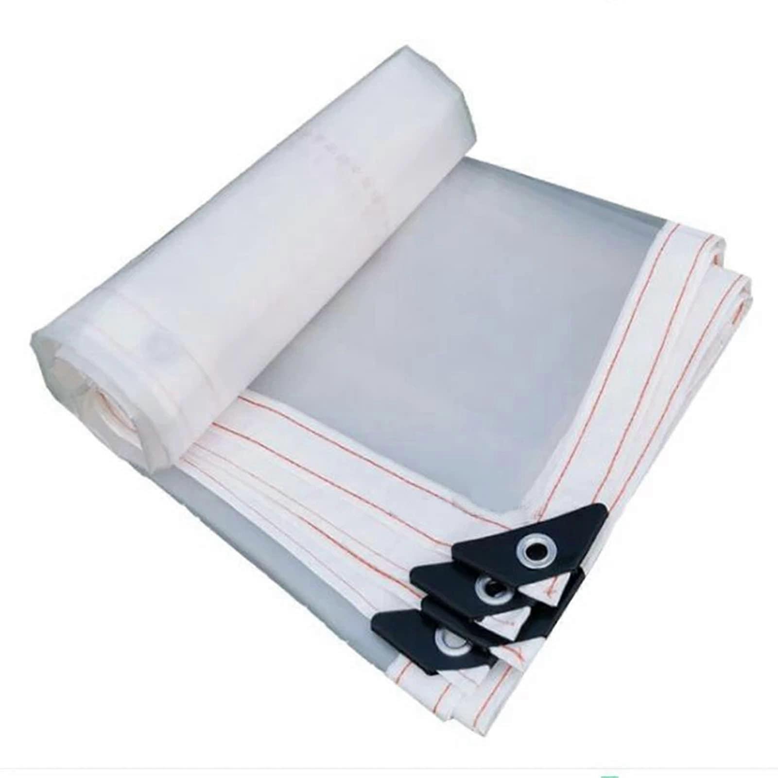 Transparent PVC Tarpaulin 0.3MM Thick, Waterproof Dustproof with Eyelets, Size 5x4m for Camping Plants, Clear