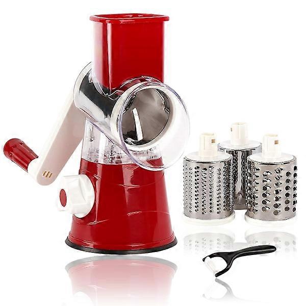 Rotating grater, kitchen grater, efficient grater with 3 different types of replaceable stainless steel