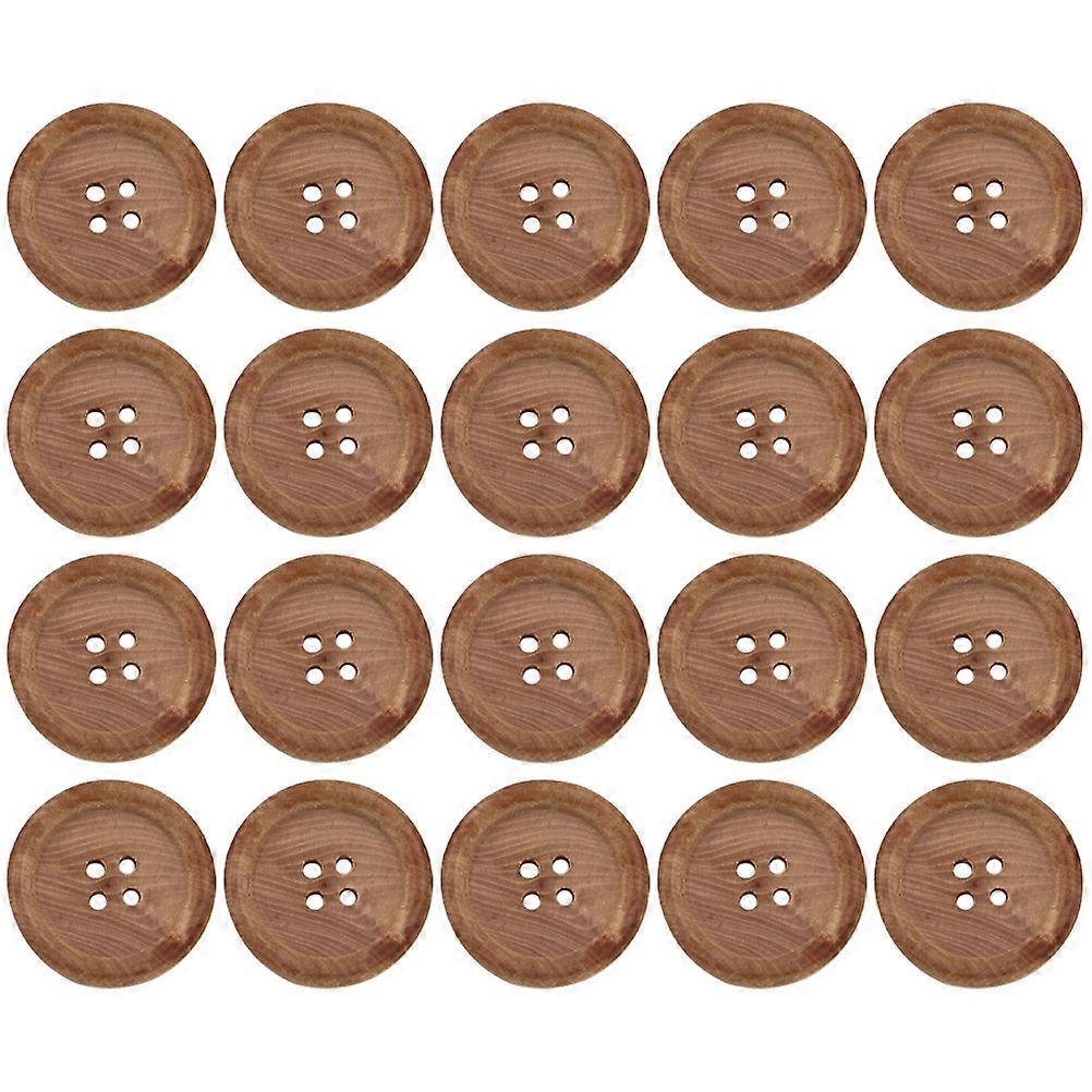 Brown Wood Buttons for DIY Crafts and Clothing Replacement Practical Sewing Buttons with 50 Pieces