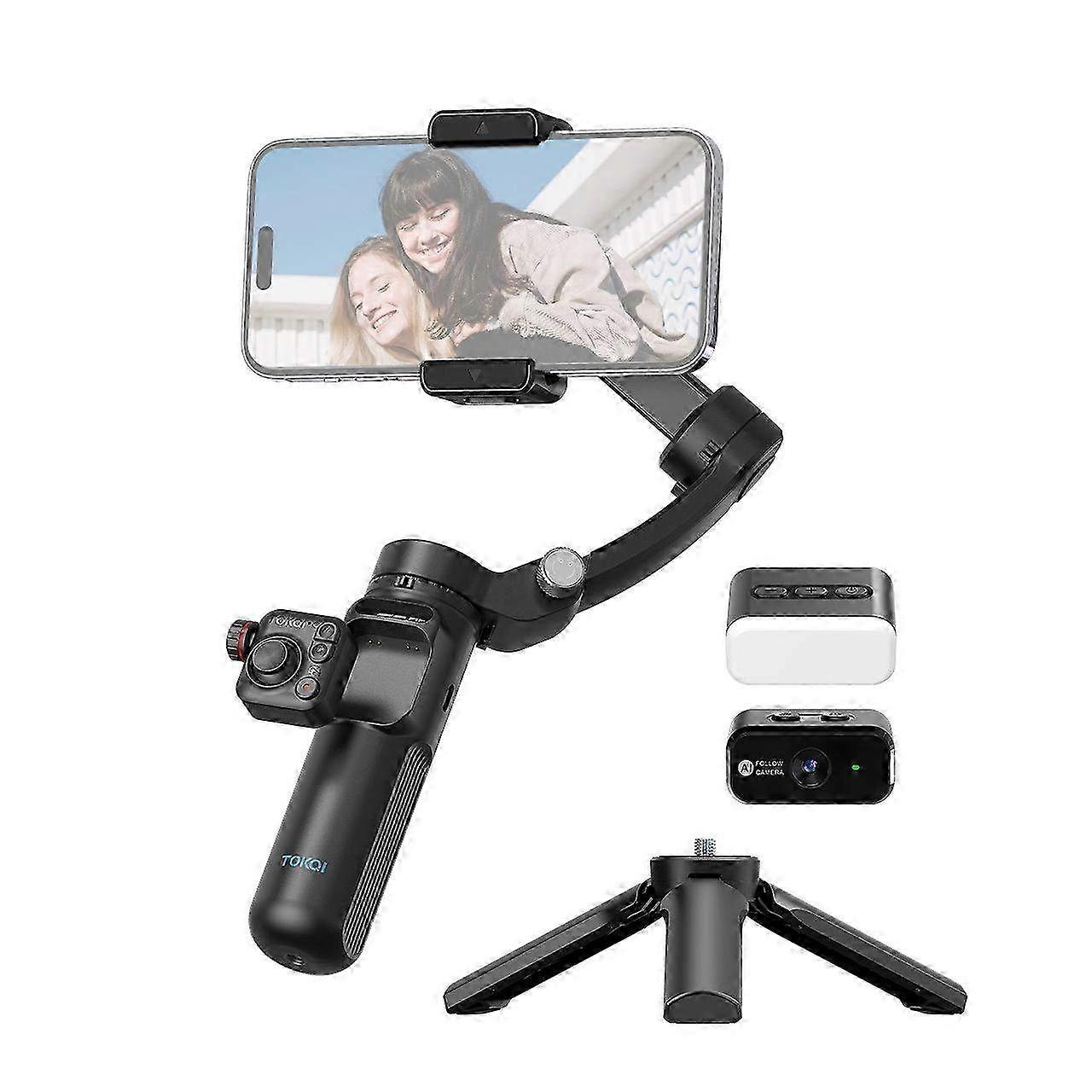 TOKQI M02 AI Handheld 3-Axis Gimbal Stabilizer for Phone Vlogging - Smooth Video and Image Stabilization Tool