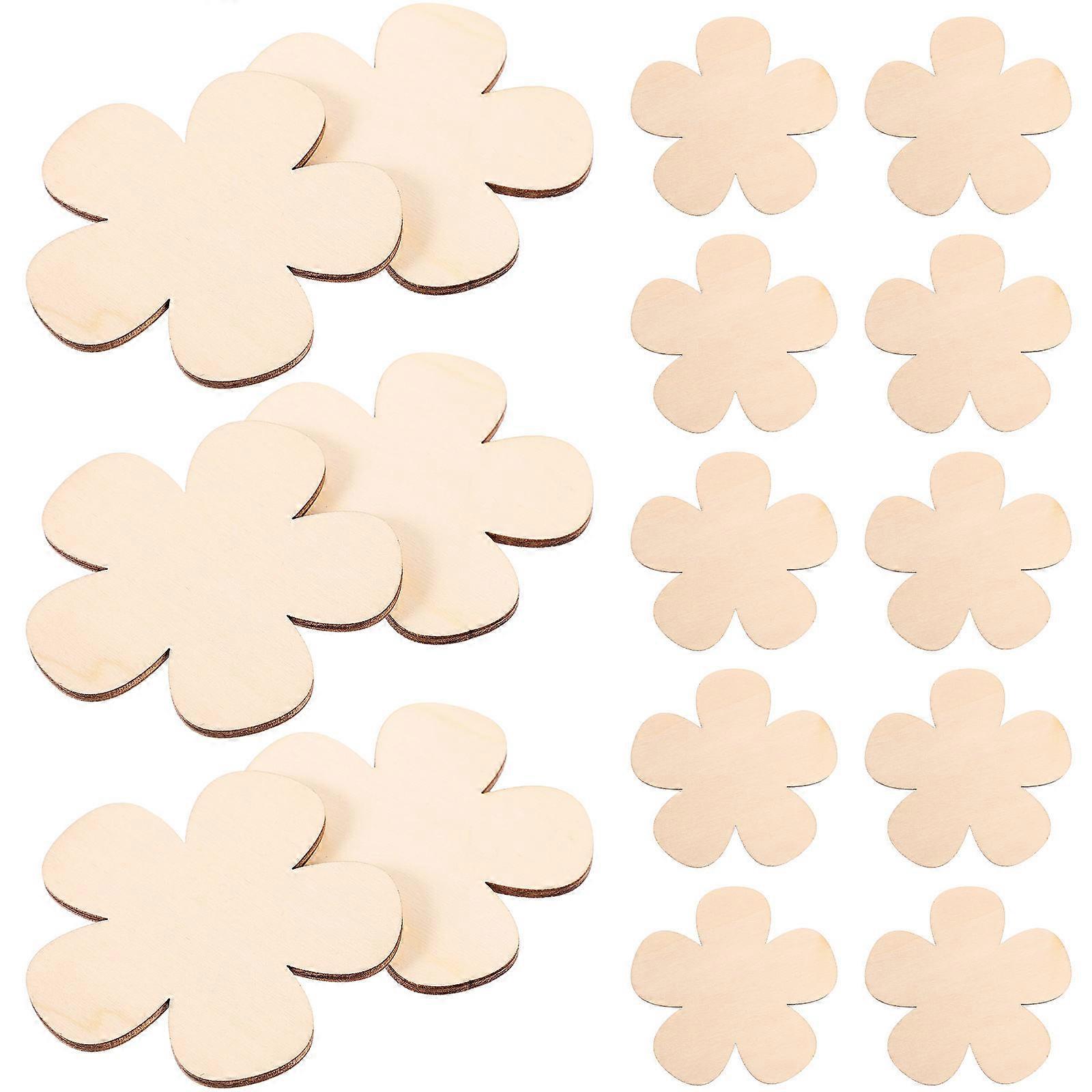 ريفي خشبي الحب زهرة الحرفية شرائح خشبية غير مكتملة مثالية لتزيين عيد الحب 60 قطعة 0.2X7.5X7.5 سم