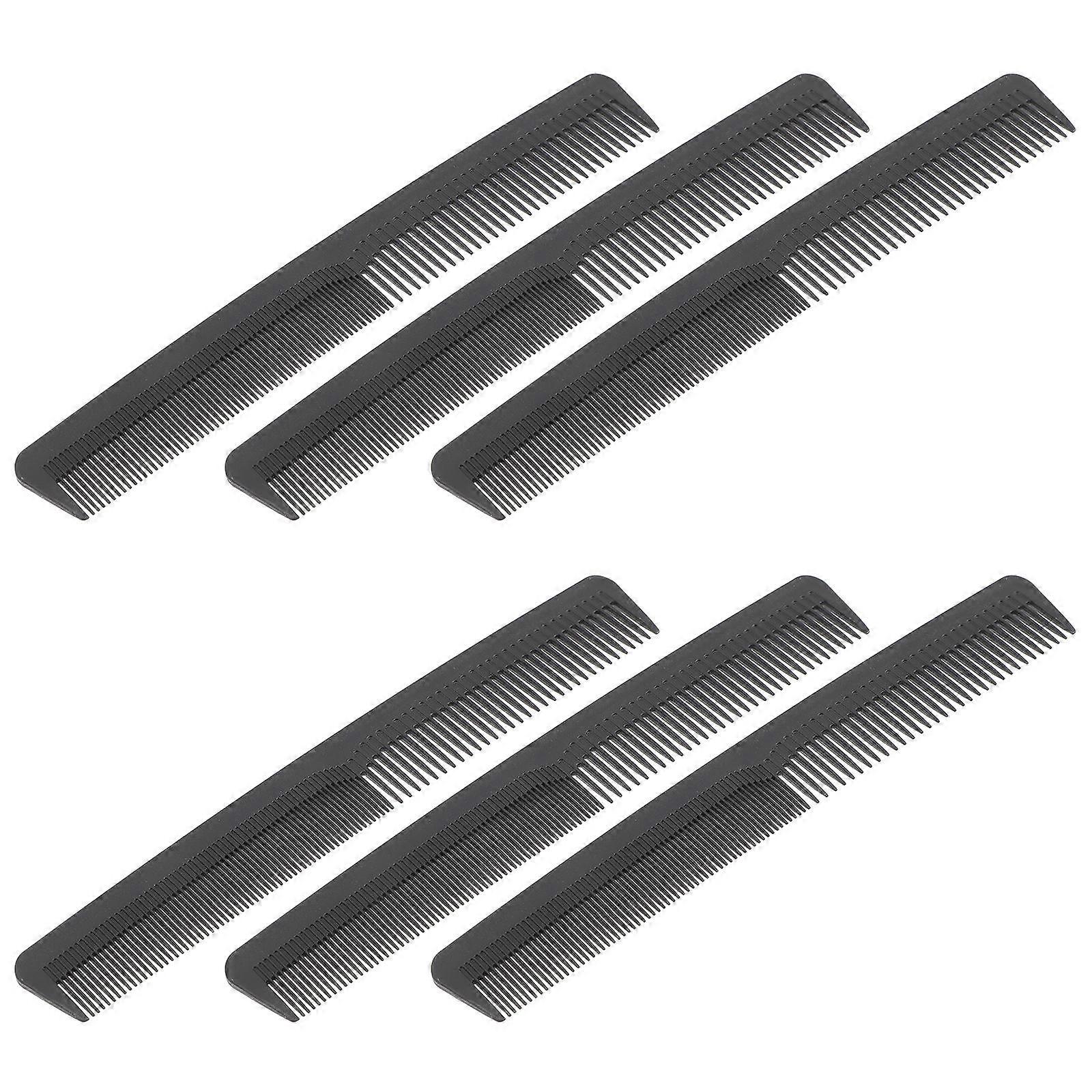 Peignes à cheveux en ABS noir pour hommes femmes double dent design fin et large 6pcs