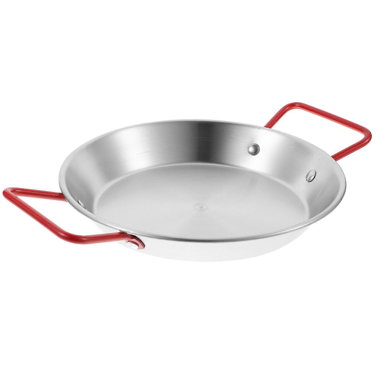Stainless Steel Serving Platter With Handle Red Round Design Convenient For Cake And Meat Serving At Parties 1Pcs