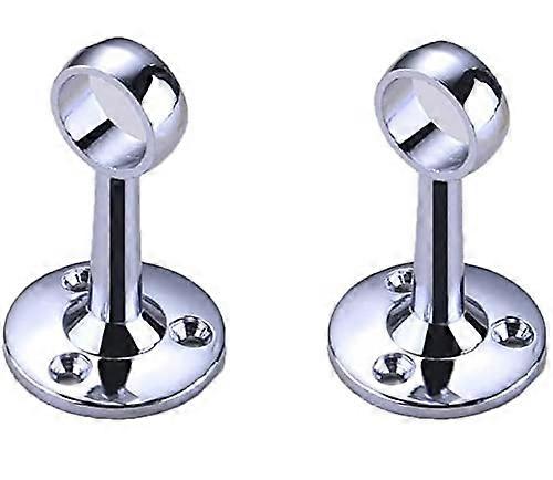 Set of 2 Curtain Pole Brackets Chrome Modern Curtain Rod Holder Ceiling Mount Wall Mounting for Diameter 25 mm Rods